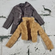 Barbie Doll Clothes Jackets Lot Of 2 Trench Blazer Tan Fur Coat Genuine ... - $11.88