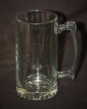 Old Vintage Clear Glass Drinking Beer Stein w Thumbprint Handle Man Cave Barware - £19.37 GBP
