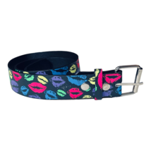 Genuine Leather Girls Belt Multicolor Retro Neon Lips 5 Holes Length 37.... - £15.99 GBP