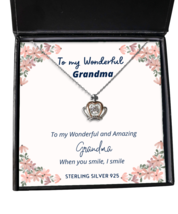 To my Grandma, when you smile, I smile - Crown Pendant Necklace. Model 64037  - £31.93 GBP