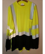 Men Size 2XL Neon Yellow Reflective Work Shirt Longsleeve Workwear #c3lb... - €10,48 EUR