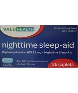 Nighttime Sleep-Aid Diphenhydramine 25 mg Generic Simply Sleep, 36 Caple... - $4.84 CAD