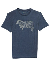Lucky Brand Men&#39;s Blue Beef Diagram Graphic Tee Short Sleeves X-Large XL 3542-4 - £31.26 GBP