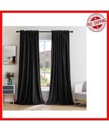 Stylish Black Velvet Curtains 72&quot;L, Noise-Reducing Thermal Drapes for Ho... - $1,183.20 MXN
