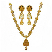 Fein Schmuck 22 Karat Echter Solides Markenzeichen Gelbgold Halskette Ohrringe - £2,905.06 GBP