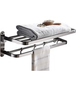 Elloandallo Stainless Steel Towel Racks For Bathroom Shelf Double Towel Bar - £44.70 GBP