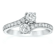 1.5CT Rond Birlliant Diamant 14CT Plaqué Or Solitaire Bypass Promesse Bague - £59.82 GBP