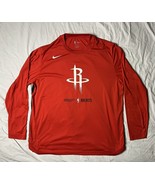 Nike Houston Rockets T Shirt Men’s 2XL Red Dri Fit Long Sleeve NBA DN812... - $16.00