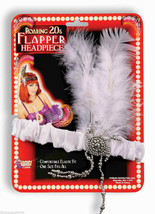 White Charleston Flapper Headband w/ White Plume Halloween Costume Accessory - £3.01 GBP