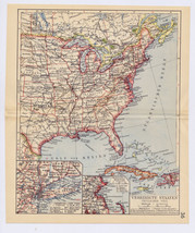 1939 Vintage Map Of Eastern United States New York Florida / Verso Yellowstone - £14.36 GBP