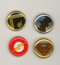 4 DC Comics Promp Pin / Button Lot Superman Batman Flash Legion of Super... - £7.88 GBP