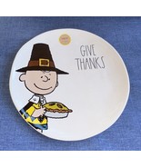 Peanuts Charlie Brown Pilgrim “Give Thanks”Thanksgiving Plate Platter 11... - £20.56 GBP