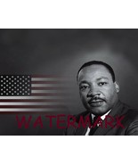 Martin Luther King Jr. w/ American Flag in Background B&amp;W Vintage 8x10 P... - $12.42 CAD