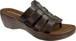 EASTLAND TOPAZ WOMEN&#39;S BROWN WEDGE SLIDE LEATHER MEMORY FOAM SANDAL, 302... - £36.76 GBP