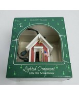 Vtg Hallmark Holiday Magic Little Red School House Lighted Ornament Open... - £30.97 GBP