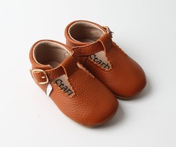 Soft-Sole Mary Janes Brown Scalloped Toddler Shoes Girl Shoes Baby shoes - £15.98 GBP+