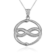 Sterling Silver Double Ouroboros Infinity Snakes Pendant Necklace - £38.67 GBP+