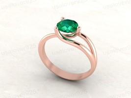 Emerald Round Gemstone Sterling Silver May Birthstone Women Ring Jewelry - £38.12 GBP