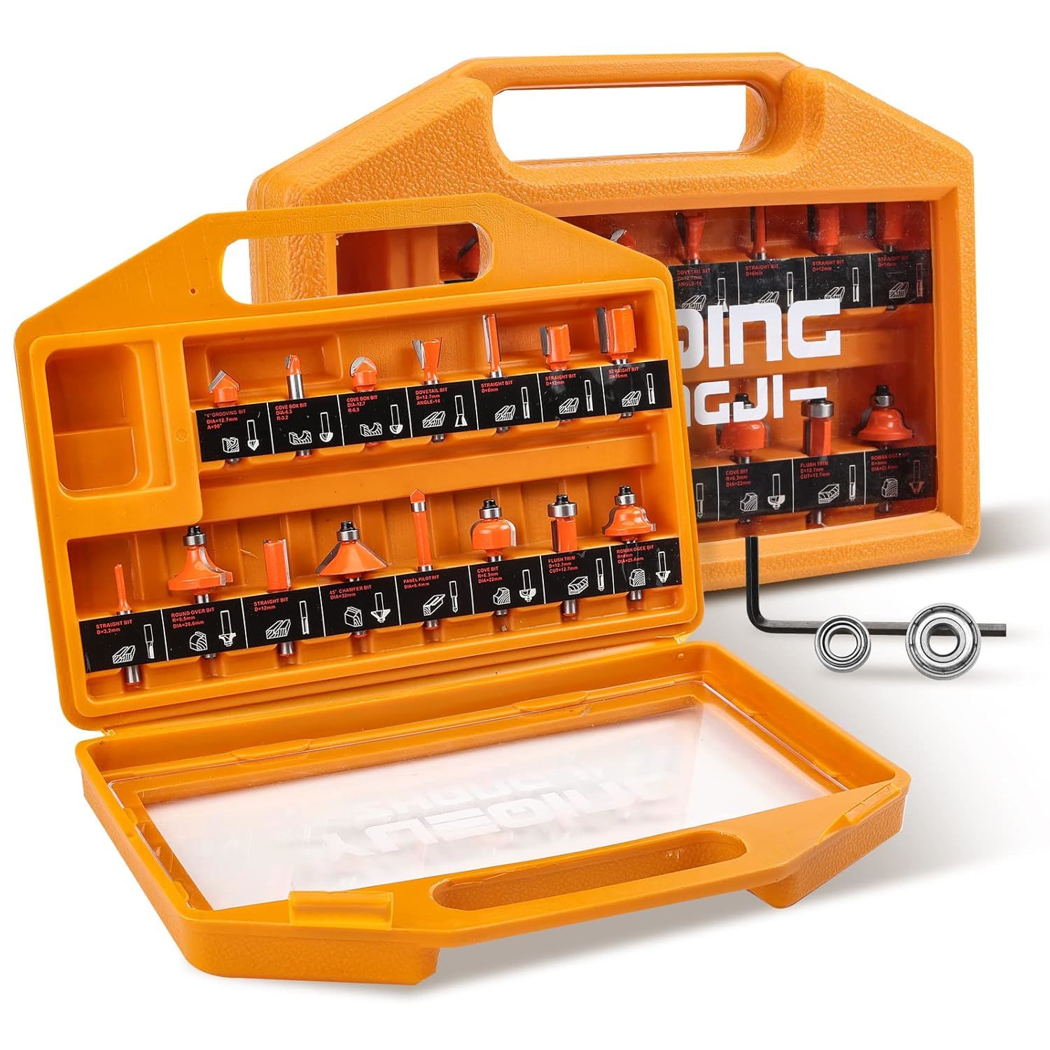 Router Bits Set Of 15 Pieces 1/4 Inch Tungsten Carbide Router Bits Set 1... - $32.96