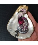 4&quot; Pink Flamingo on Seashell Sequin Glam Flamingo Bird Gold Shell - £10.41 GBP