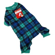 Pet Central Dog Small 10 inch Holiday Pajamas Green and Blue Tartan Plaid - £6.72 GBP