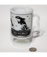 VTG 1980 Sea World 8 oz Footed Milk Glass Mug Shamu Killer Whale Dolphin... - £9.55 GBP