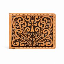 Wallet Men's Western Basket Weave Tooled Leather Beaded Bi-Fold Wallet 1... - $43.55