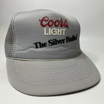 Vtg Coors Light Beer Silver Bullet Trucker Farmer Hat Cap Gray Mesh Snapback - £16.61 GBP