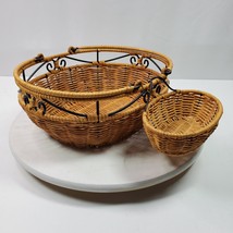 Princess House Casual Home Large Wicker Chip Basket w/ Handles + Side Ba... - $34.00