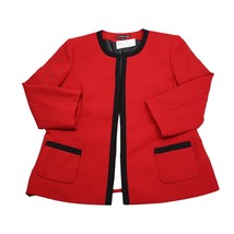 Preston York Jacket Womens 12 Red Quarter Sleeve Pockets Open Front Blazer - £23.87 GBP