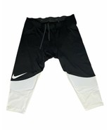 NWT NIKE VAPOR SPEED COMPRESSION TIGHTS Men&#39;s 3/4 Football Black/White  3XL - £31.41 GBP