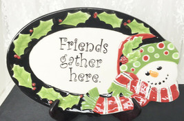 Fitz And Floyd Friends Gather Here Decorative Plate Snowman Holiday 6.75&quot;x10.75&quot; - £16.62 GBP