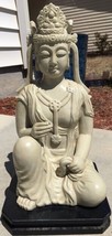 1980 Kuan Yin Sculpture 16.5&quot; Chinese Goddess of Compassion Green Tint A... - $74.99