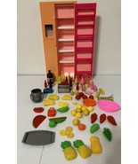 Vintage Barbie 1980s ARCO Pink Kitchen Refrigerator All Shelves &amp; Food D... - £18.73 GBP