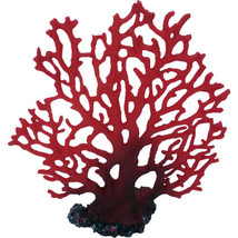 Red Fern Fan Marine Coral, Artificial Aquarium Fish Tank Decoration Solid Base - £13.92 GBP