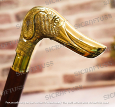 Walking Stick - Foldable Wooden Walking Stick With Brass Dog Head Handle... - $24.27+