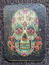 SUGAR SKULL LEATHER DAY OF THE DEAD ROCKABILLY BIKER PATCH SEW ON - $8.80