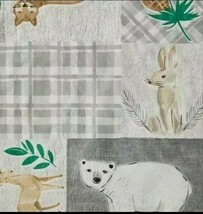 Tablecloth Christmas Reindeer Bears Foxes Winter PEVA 70&quot; Round Gray Whi... - $15.97