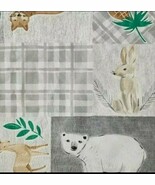 Tablecloth Christmas Reindeer Bears Foxes Winter PEVA 70&quot; Round Gray Whi... - $19.60 CAD