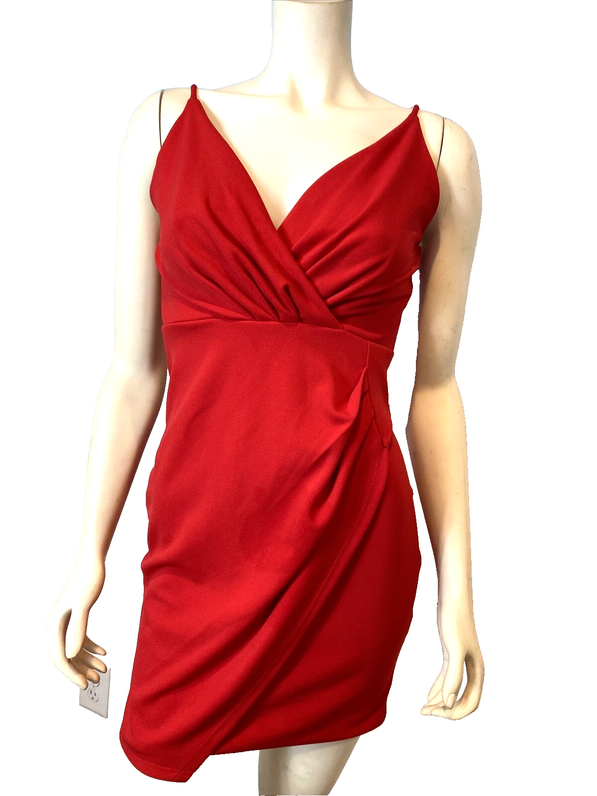 Mind Code Red Spaghetti Strap V Neck Cocktail Dress Size L - $12.34