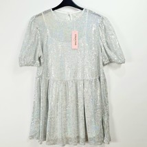 Collective the Label - NEW - PETITE - Sequin Mini Dress - Silver - UK 16 - £27.72 GBP
