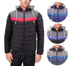Men&#39;s Retro Puffer Rain Coat Removable Hood Lightweight Zipper Slim Fit Jacket - £33.56 GBP