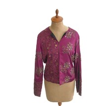 Chico&#39;s Royal Glam Ratune Jacket Fuschia Embellished Beaded Evening Size... - $26.57