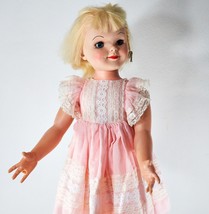 Vintage 31&quot; Doll Hard Plastic With Sleepy Eyes Dress Socks Shoes  - Read - £37.84 GBP