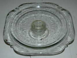 Vintage Clear Embossed Bottom Cake Stand Square Shape 10&quot; 2.5 Tall - $493.72 MXN