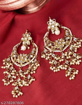 Indian Kundan Earrings Chandbali Gold Plated Traditional Bollywood Jewelry Set e - £3.08 GBP