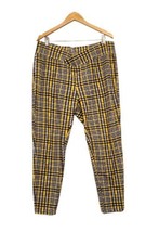 Shein Pants Womens 2XL Curvy Fit Yellow Plaid Knit Pull On Criss Cross Waistband - £10.29 GBP