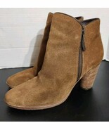 Cole Haan Hayes Bootie Java Brown Suede Stacked Booties Womens Size 8 B - $35.11 CAD
