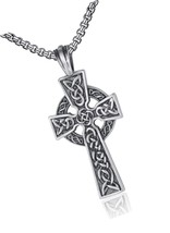 Celtic Cross Necklace for Men Viking Irish Knot Prayer - £34.97 GBP