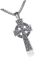 Celtic Cross Necklace for Men Viking Irish Knot Prayer - £33.86 GBP